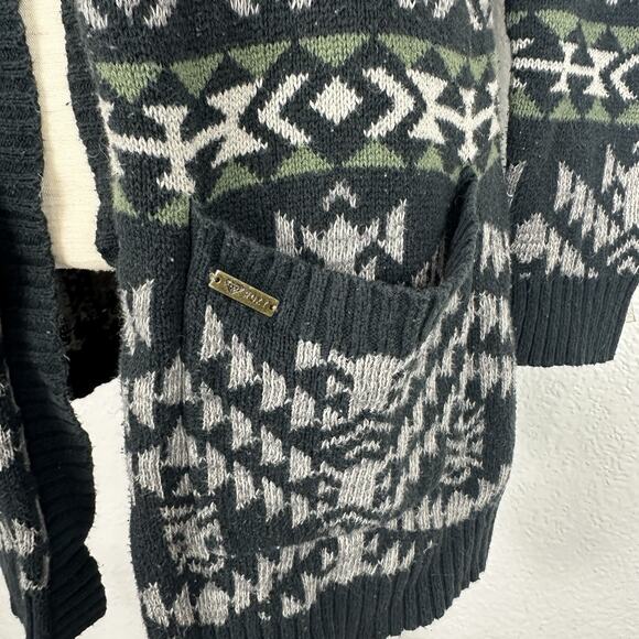 Roxy Cardigan Women Sweater XS/S Blue Green Aztec Tribal Boho Western Open Front - Picture 5 of 14